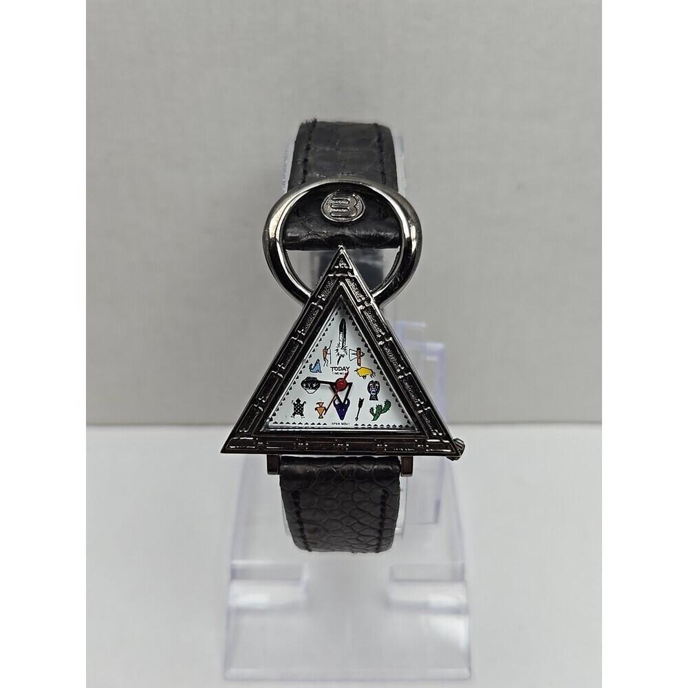 Today Timewear Southwest Watch Triangle Dial Tribal Symbols Leather New Battery
